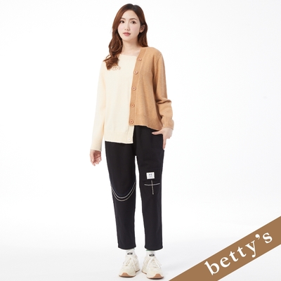 betty’s貝蒂思 腰鬆緊造型繡線長褲(黑色)