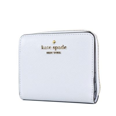 KATE SPADE Staci 防刮十字紋零錢袋釦式短夾-粉藍