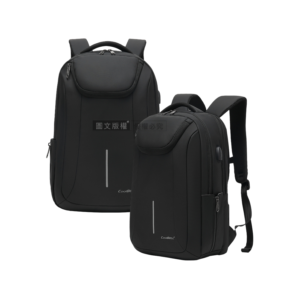15.6吋 現代風尚 商旅自由行多功能反光條+USB 透氣筆電後背包