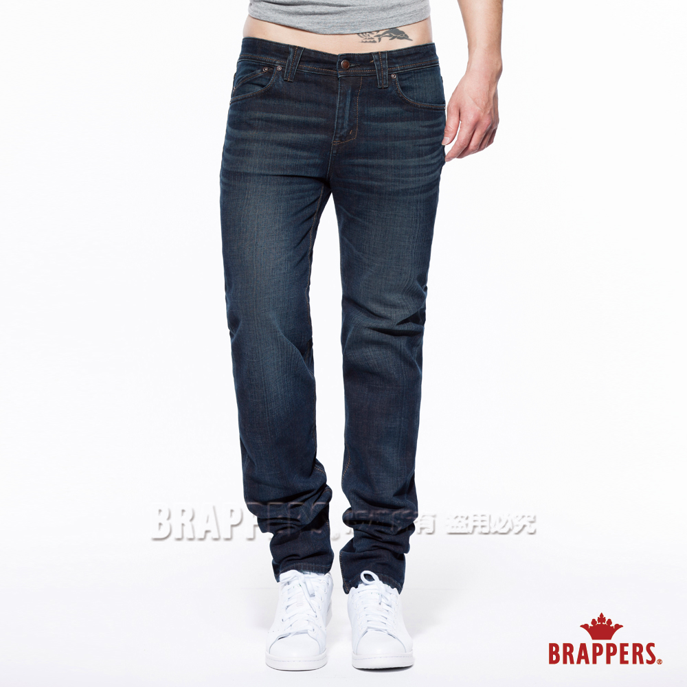 BRAPPERS 男款 HM中腰系列-中腰彈性直筒褲-深藍
