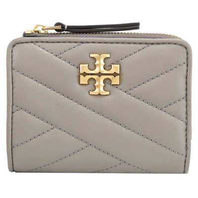 TORY BURCH 品牌LOGO釦式零錢短夾(灰)