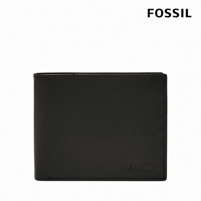FOSSIL Derrick 真皮大零錢袋RFID皮夾 男-黑色 ML3687001 (禮盒組附鐵盒)