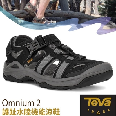 TEVA 抗菌 男 Omnium 2 可調護趾水陸機能二用涼鞋(含鞋袋/高強度).溯溪鞋_黑色