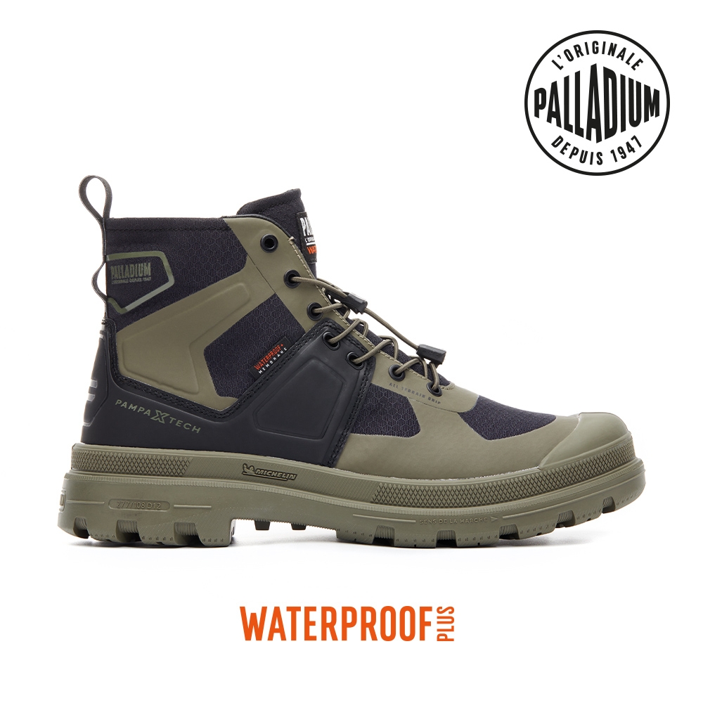 PALLADIUM PAMPA TECH EXP WP+快穿米其林科技聯名橘標防水靴-中性-墨綠