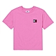 TOMMY 熱銷短版貼布文字Logo圖案短袖T恤(女)-粉色 product thumbnail 1