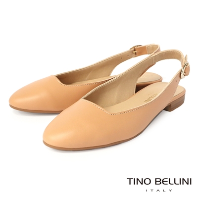 Tino Bellini 義大利進口法式優雅後釦帶平底鞋_米