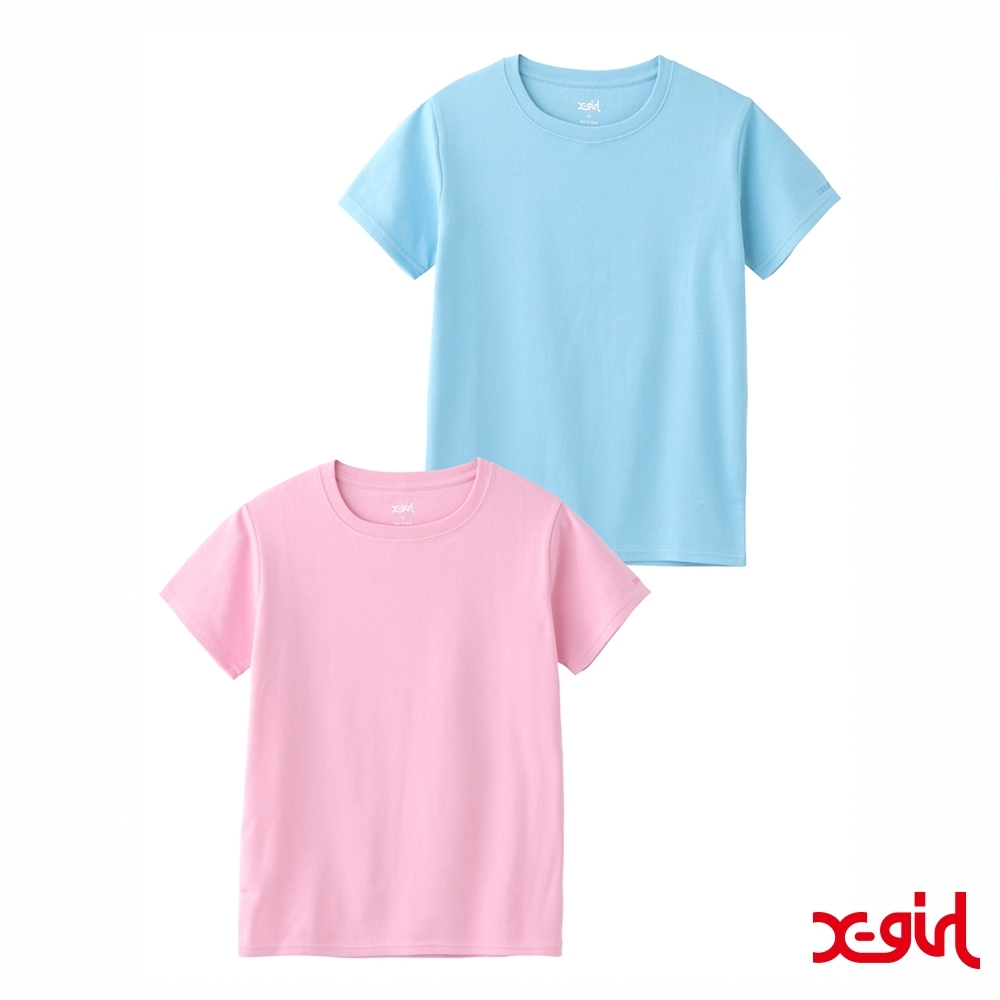 X-girl BASIC 2P S/S BABY TEE短袖T恤(兩件組)-粉/藍