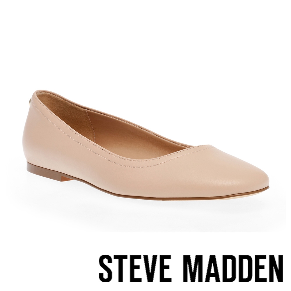 STEVE MADDEN-IRYNA 皮革平底娃娃鞋-杏粉色