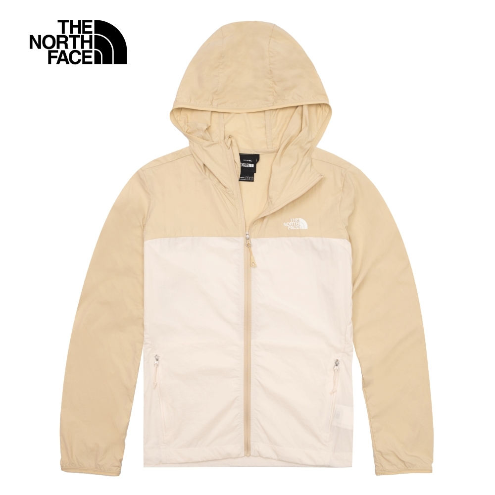 【The North Face 官方旗艦】北面女款米白色涼感透氣防曬休閒連帽外套｜87V0TIU