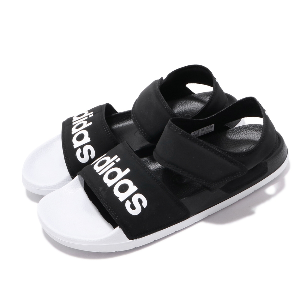 adidas 涼拖鞋 Adilette Sandal 休閒 女鞋 愛迪達 夏日必備 透氣 涼爽 魔鬼氈 黑 白 G28695