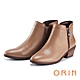 ORIN 時髦牛皮拉鍊粗中跟 女 短靴 棕色 product thumbnail 1