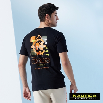 Nautica 男裝 COMPETITION繽紛幾何圖形LOGO短袖T恤-黑色