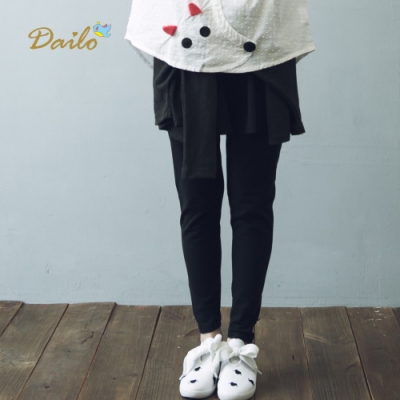 【Dailo】學院風假兩件綁帶休閒褲裙(兩色)