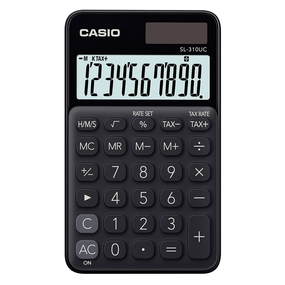 CASIO 10位元甜美馬卡龍輕巧口袋型計算機(SL-310UC-BK)-黑色