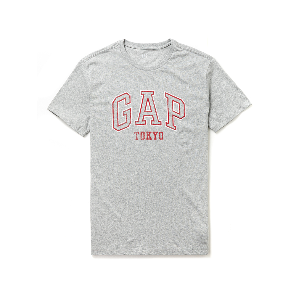 GAP 熱銷經典文字短袖T恤-灰色