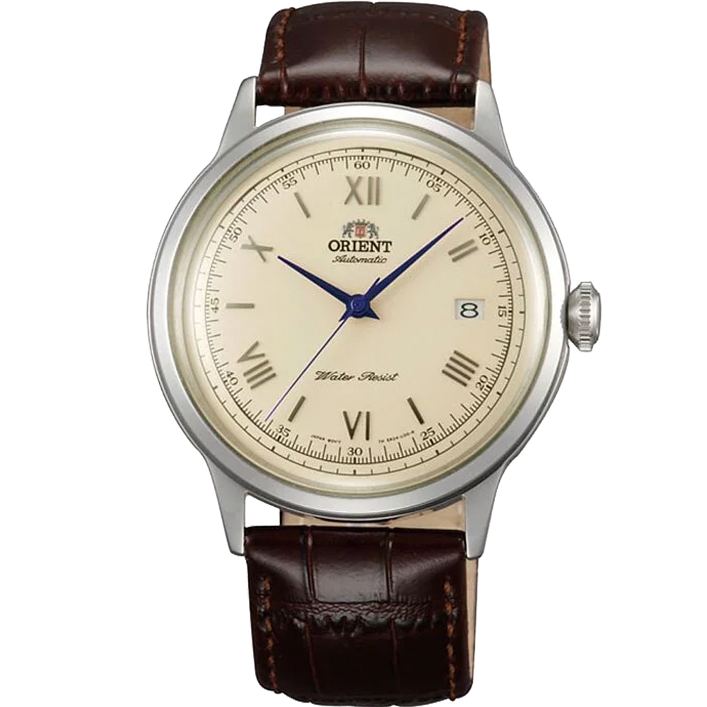 ORIENT 東方 DATE Ⅱ 復古紳士日期機械錶-咖啡x銀框/40.5mm FAC00009N