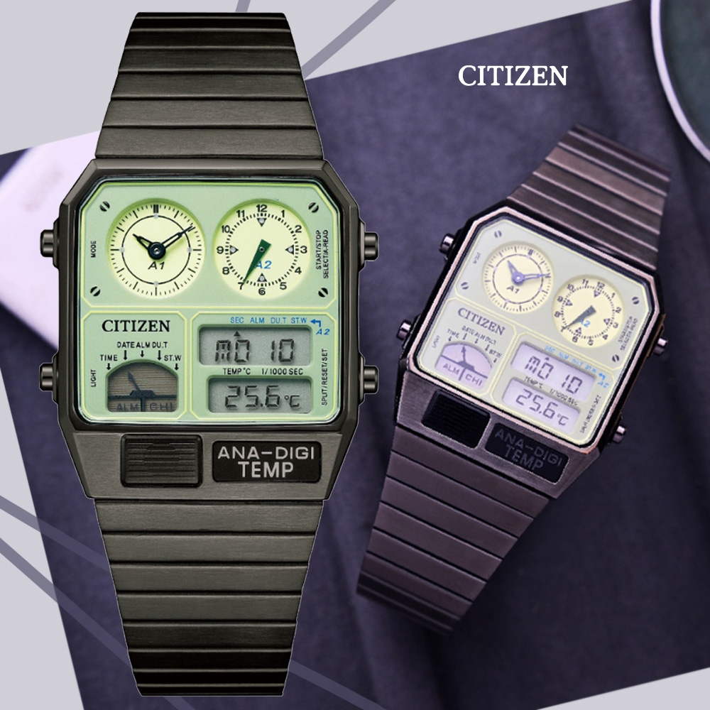 CITIZEN 星辰 Chronograph 夜光型者 不鏽鋼碼錶計時腕錶-32.5x40.6mm(JG2147-85X)