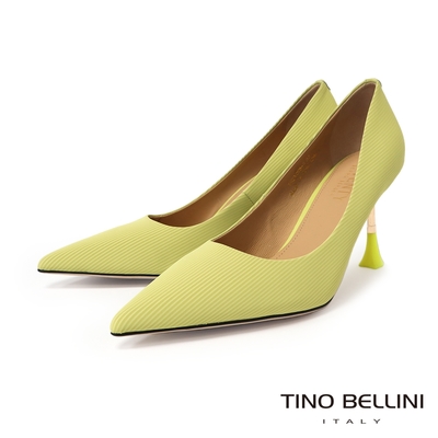Tino Bellini 尖頭素面異材質拼接高跟鞋FSEV005(黃色)