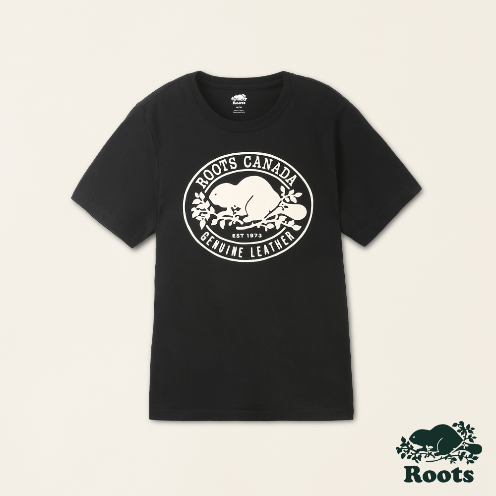 Roots 男裝-經典傳承系列 有機棉短袖T恤-黑色