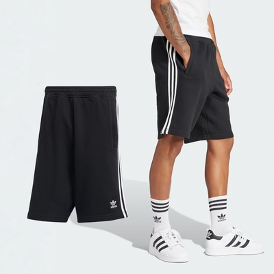 adidas 短褲 Adicolor 3-Stripes Shorts 男款 黑 白 鬆緊帶 毛巾布 褲子 愛迪達 IU2337