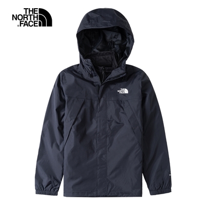 【The North Face 官方旗艦】北面男款黑色防水透氣寬鬆連帽三合一外套｜7W7TNY7