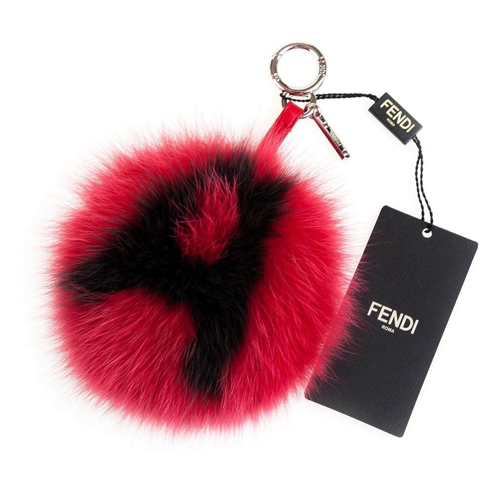 FENDI ABCHARM 『A』 字母皮草包包吊飾 (紅色)