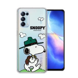 史努比/SNOOPY 正版授權 OPPO Reno5 5G 漸層彩繪空壓手機殼(郊遊)