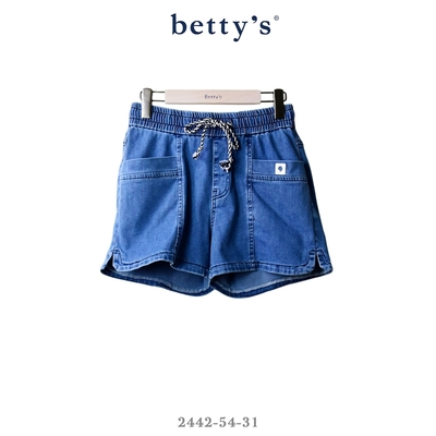 betty’s專櫃款 腰鬆緊綁帶百搭牛仔短褲(藍色)