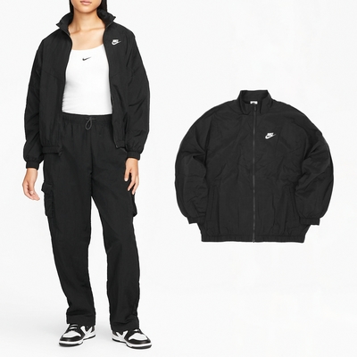 Nike AS W NSW ESSNTL WVN JKT HBR [DM6182-010] 女外套立領運動黑白, NIKE