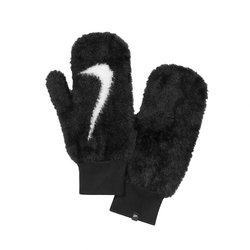 Nike 手套 Plush Knit Mittens 男女款 黑 白 毛絨絨 大勾 保暖 針織 N1008868-010