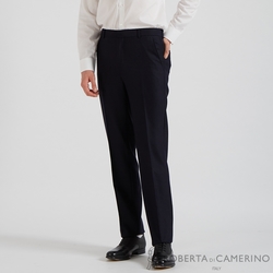 【ROBERTA諾貝達】 男裝 基本款 修飾身形 純羊毛西褲 平口 黑色