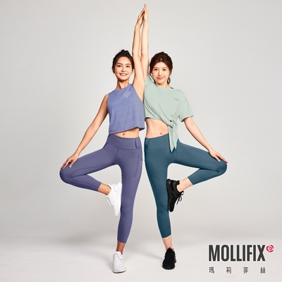 Mollifix 瑪莉菲絲 圓領挖袖排汗訓練背心 (藍花楹紫) 暢貨出清、瑜珈服、背心、T恤