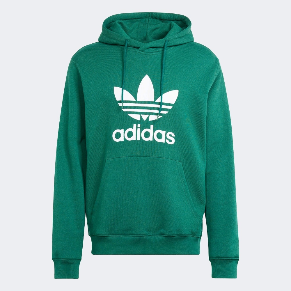 adidas 上衣 男款 長袖上衣 帽T 運動 三葉草 國際碼 TREFOIL HOODY 綠 IM9407