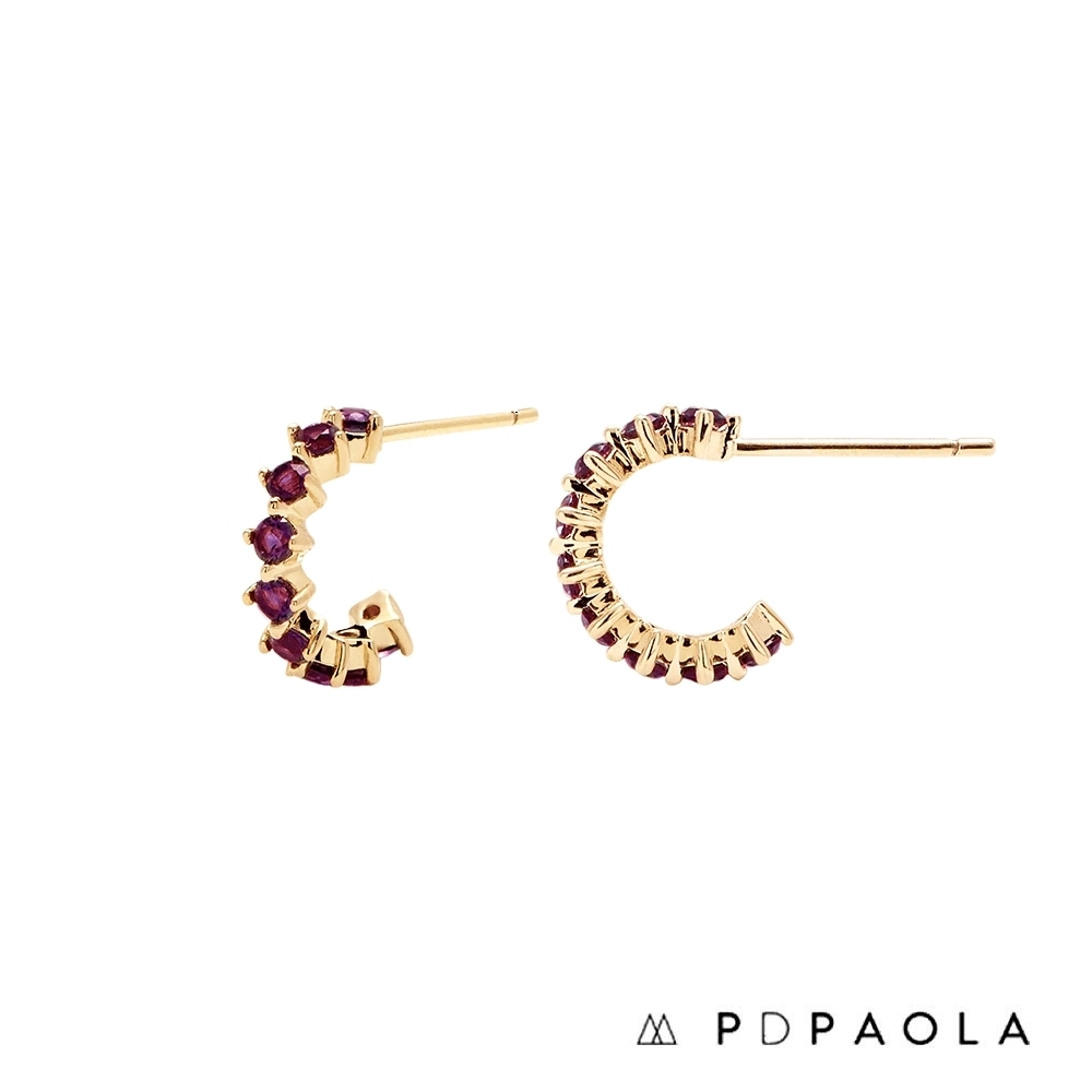 PD PAOLA 西班牙輕奢時尚品牌 晶透冰鑽鋯石耳環 紫羅蘭水晶