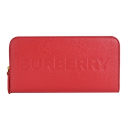 BURBERRY 經典LOGO壓印牛皮拉鍊長夾(紅色)