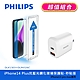 【PHILIPS飛利浦】 IPhone 14系列抗藍光鋼化玻璃保護貼+20W 2port PD充電器 (DLK1303~06+DLP4326C) product thumbnail 2