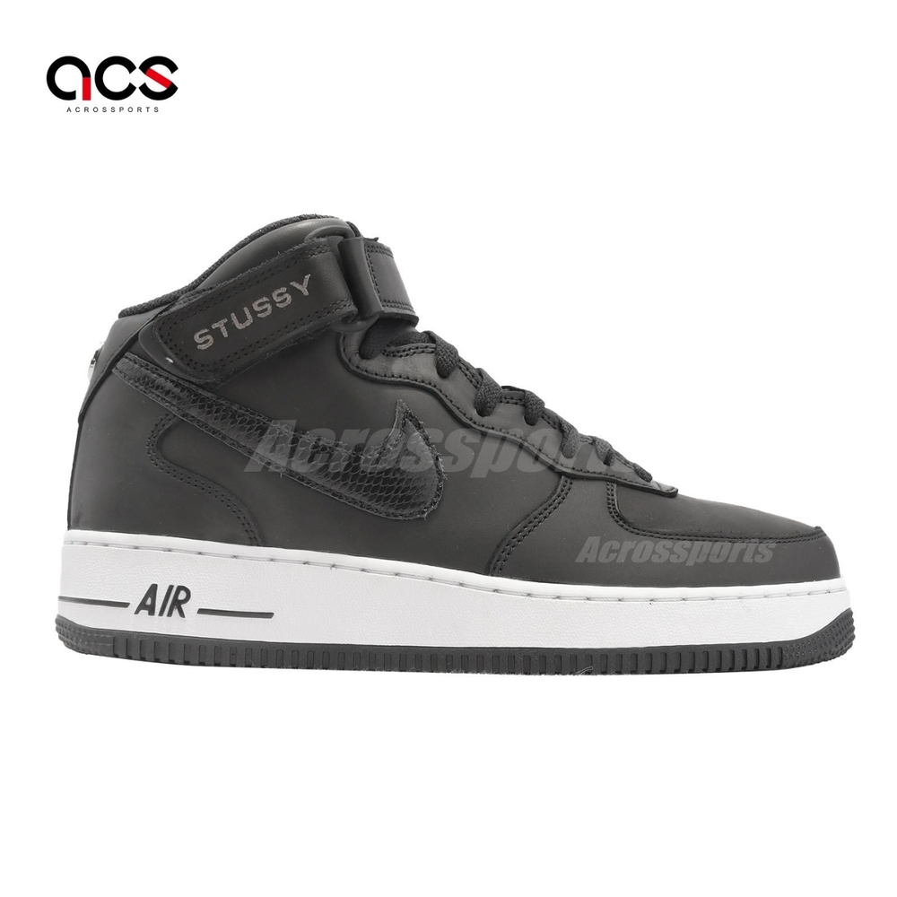 Nike 聯名款Air Force 1 07 Mid SP 男鞋黑白AF1 Stussy 魔鬼氈限量