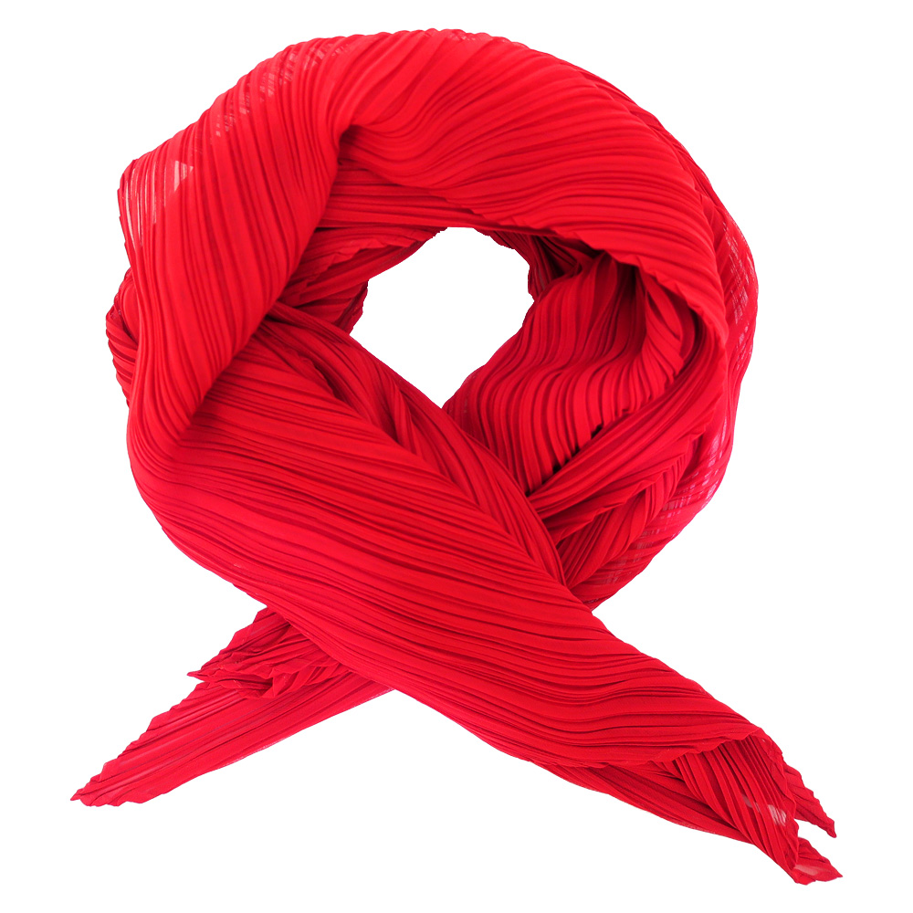 ISSEY MIYAKE 三宅一生MONTHLY SCARF PP四褶素面斜紋圍巾(紅)