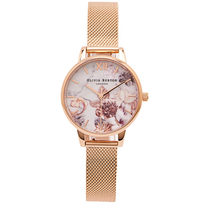 OLIVIA BURTON 花采盎然款米蘭錶帶手錶(OB16CS06)-花朵面/30mm