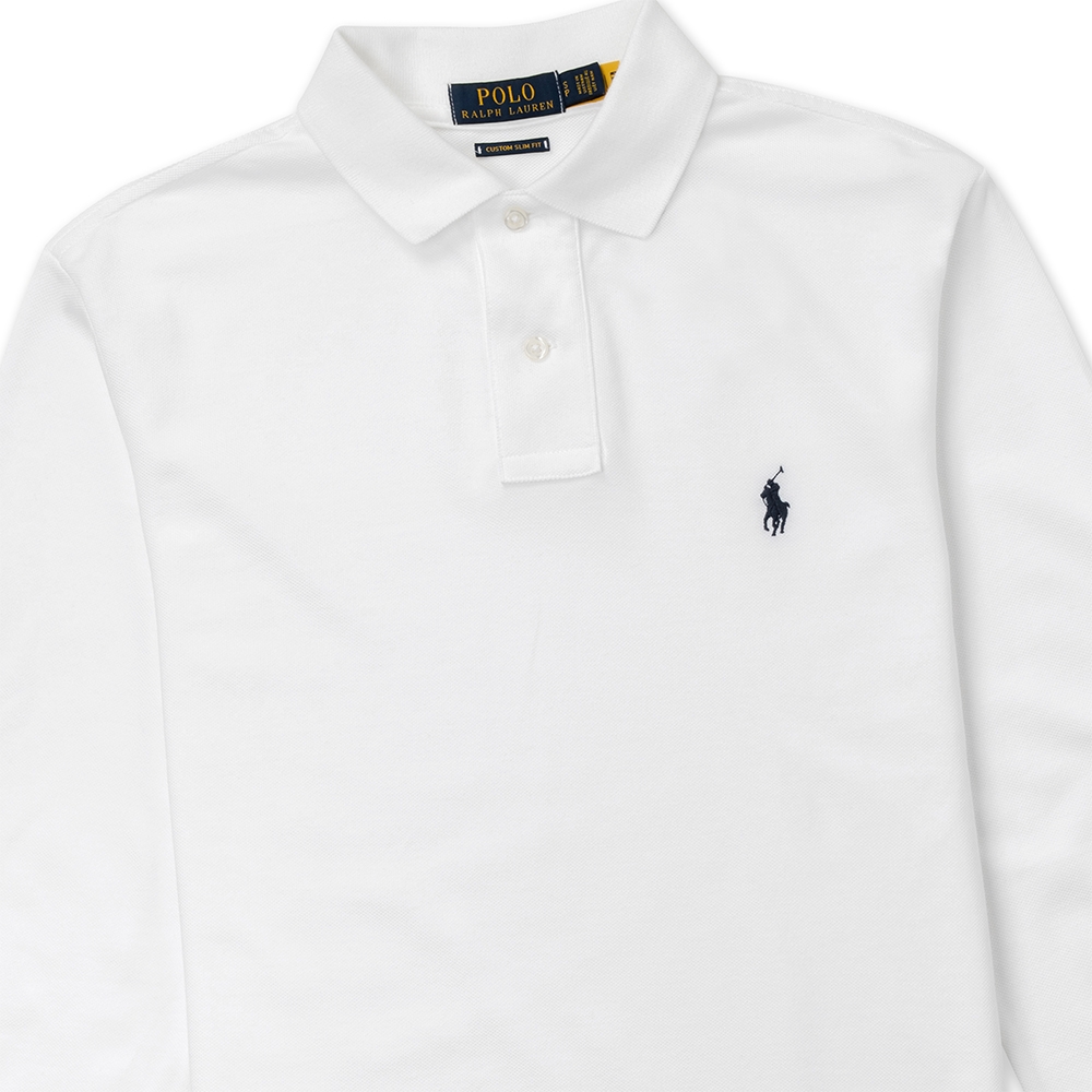 Polo Ralph Lauren 年度熱銷刺繡小馬長袖POLO衫(CUSTOM SLIM FIT)-白色