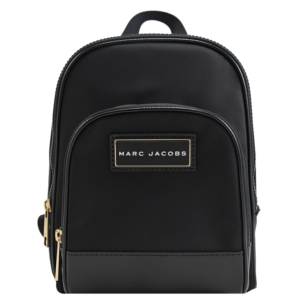 MARC JACOBS 方牌LOGO尼龍拼接個性迷你後背包(黑)