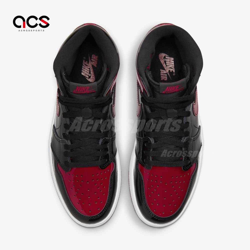 Nike 喬丹Air Jordan 1代OG AJ1 男鞋Patent Bred 漆皮經典配色黑紅