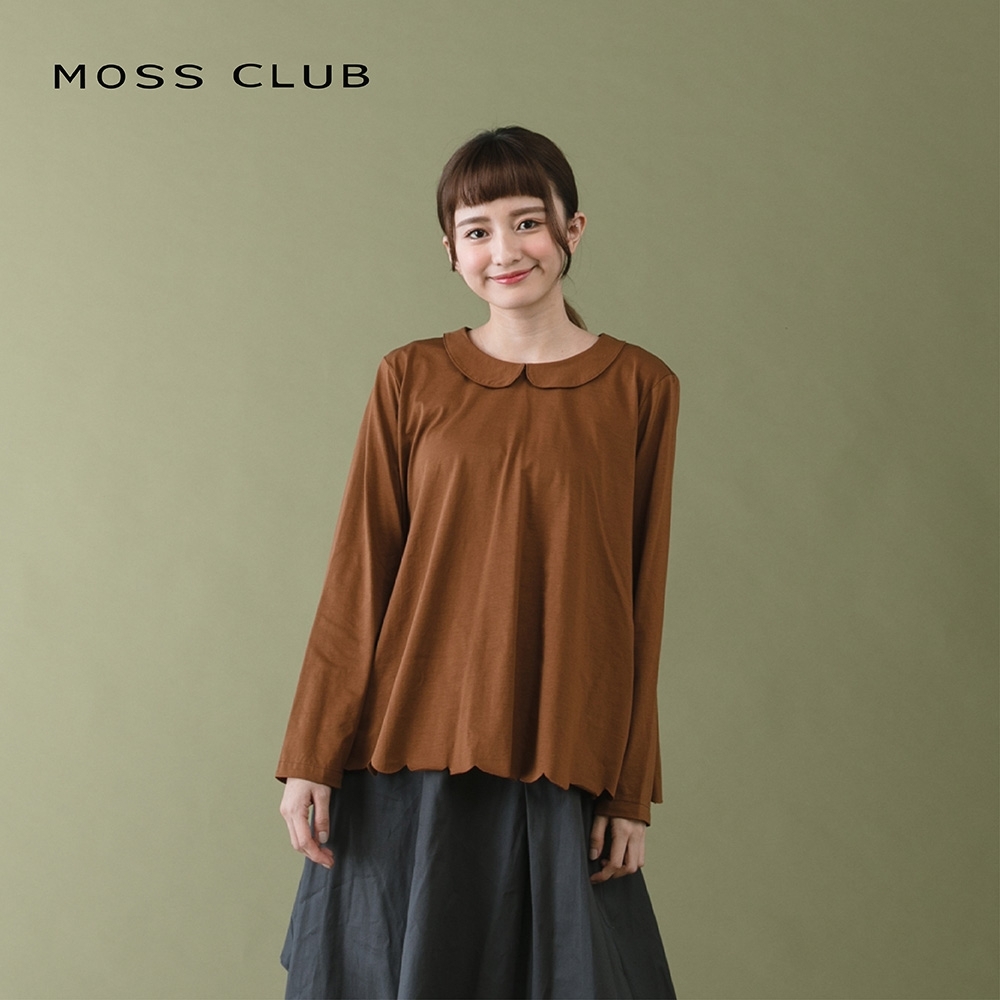 【MOSS CLUB】花瓣剪裁衣襬長袖-上衣(三色)