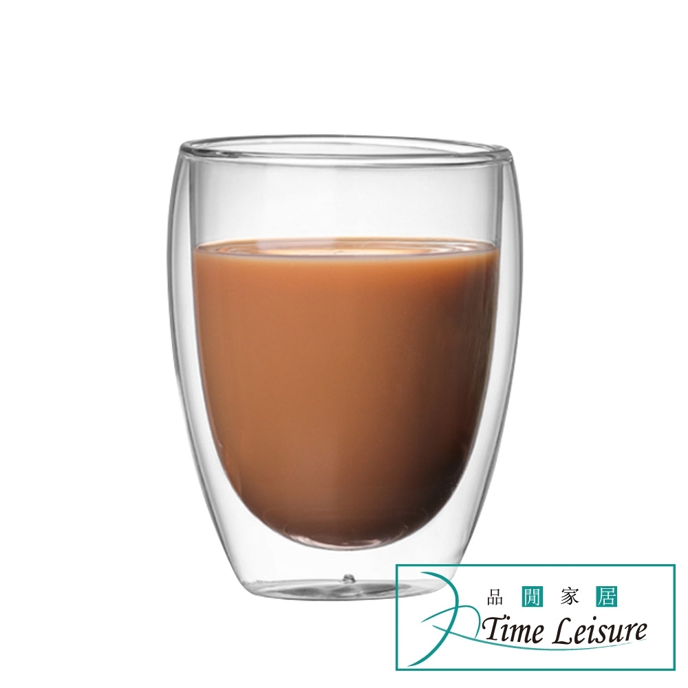 Time Leisure 雙層隔熱玻璃咖啡杯280ml(4入組)