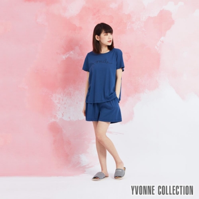 YVONNE 膠原美膚打褶短褲- 藍L