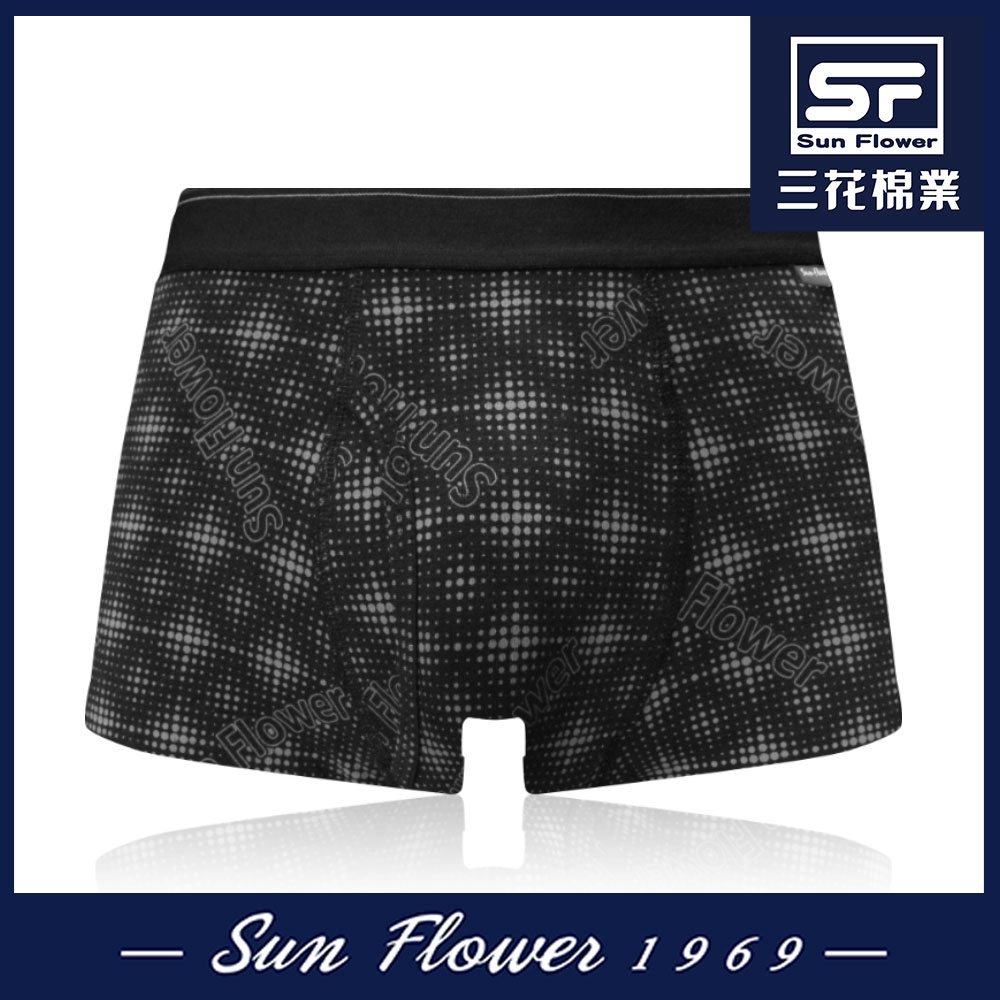 男內褲 Sun Flower三花 彈性時尚貼身男平口褲.四角褲_星際黑