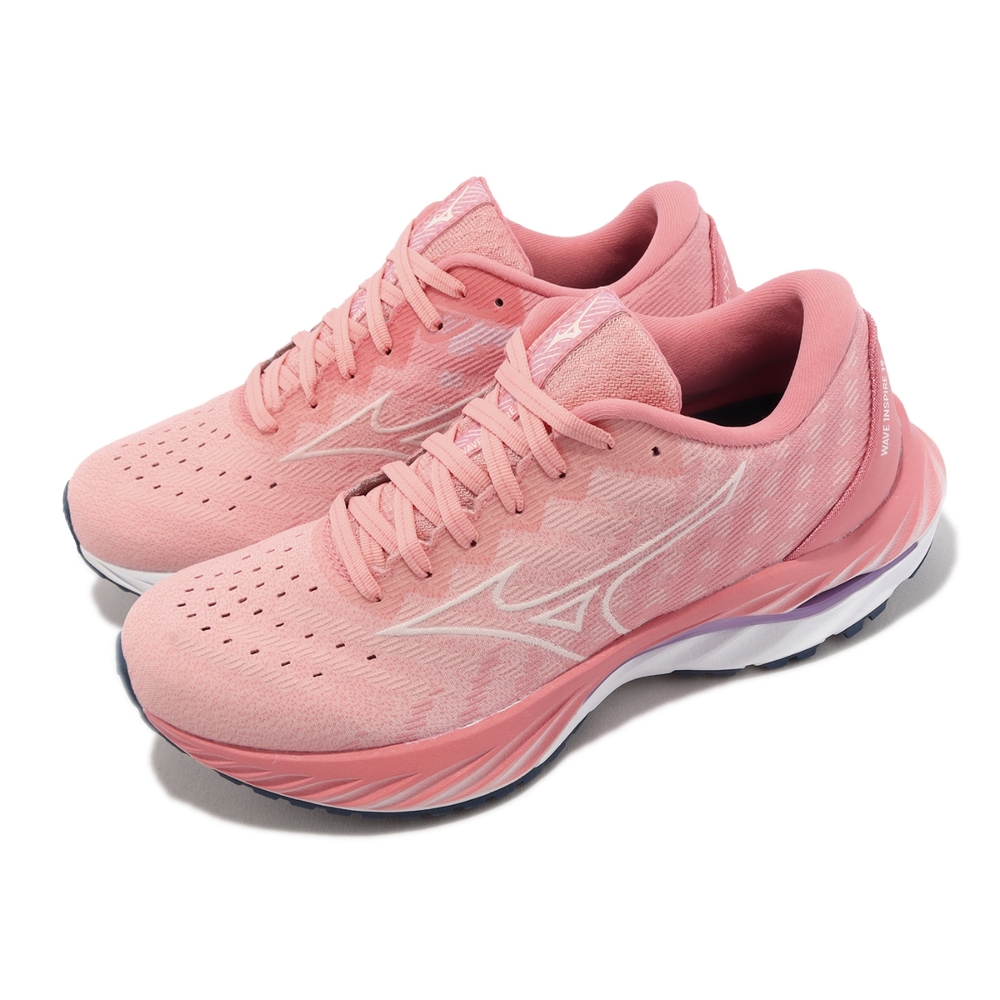 Mizuno 慢跑鞋Wave Inspire 19 SSW 女鞋粉紅白避震透氣競速鞋路跑 