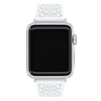 COACH Apple Watch 錶帶 38/40/41mm適用 母親節禮物 送禮推薦- 白色珠光矽膠錶帶(不含手錶)