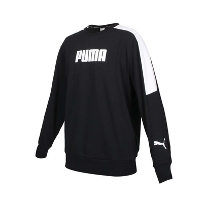 PUMA 男基本系列MODREN SPORTS長袖圓領T恤-歐規 慢跑 休閒 吸濕排汗 58947401 黑白