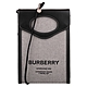 BURBERRY  字母LOGO標誌帆布拚皮革翻釦斜背手機扁包(黑x灰) product thumbnail 1